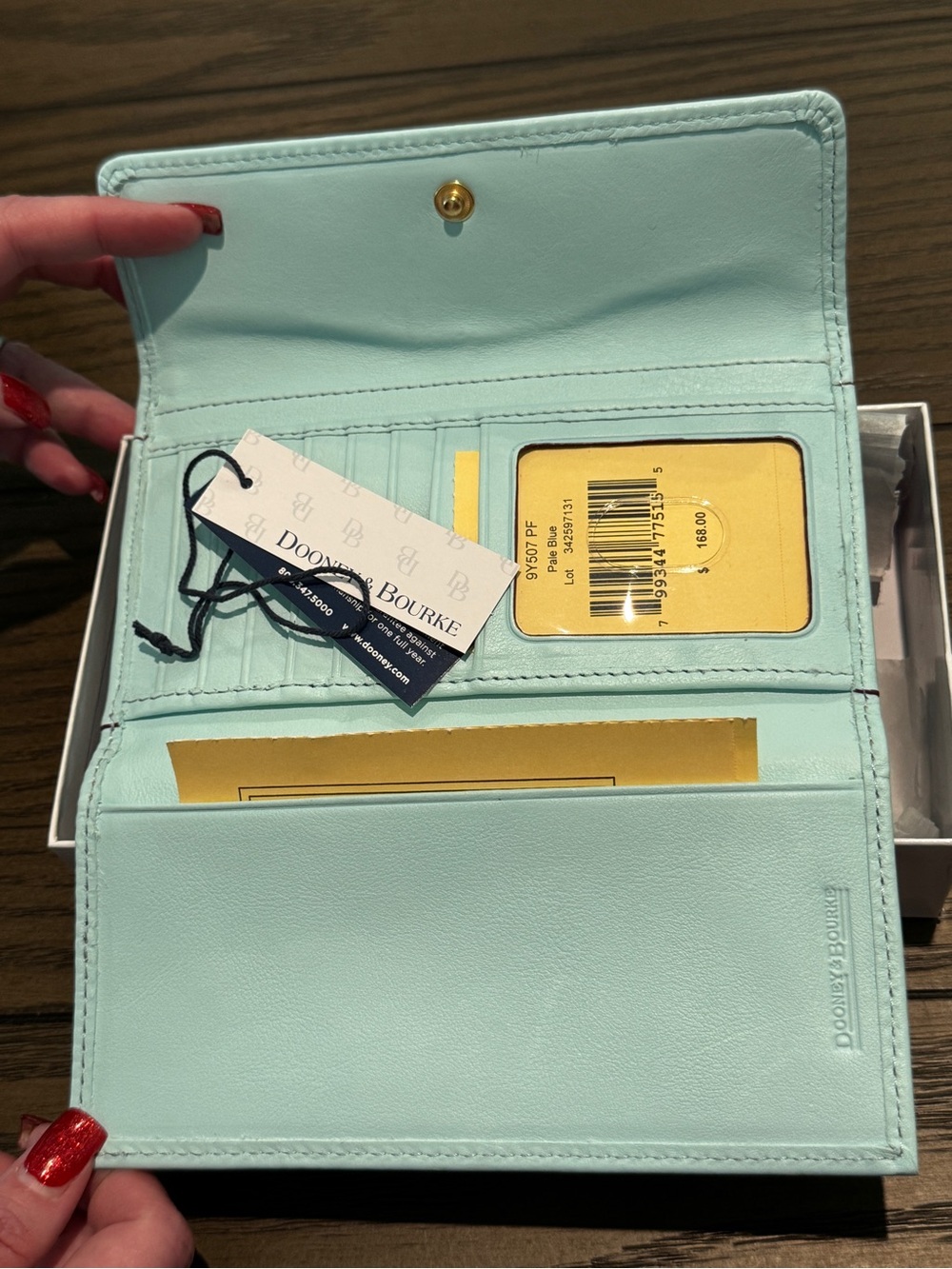 Dooney & Bourke Pale Blue Card & Key Holder with Contrast Stitching Wallet - Picture 5 of 9